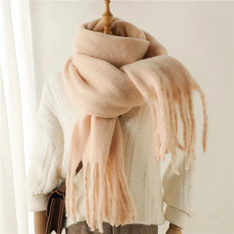 Plush Fringe Trimmed Wool Scarf
