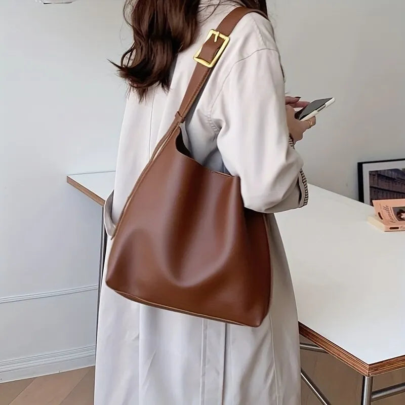 Ladies Large Tote Bag - Comfortable Strap with Metal Closure