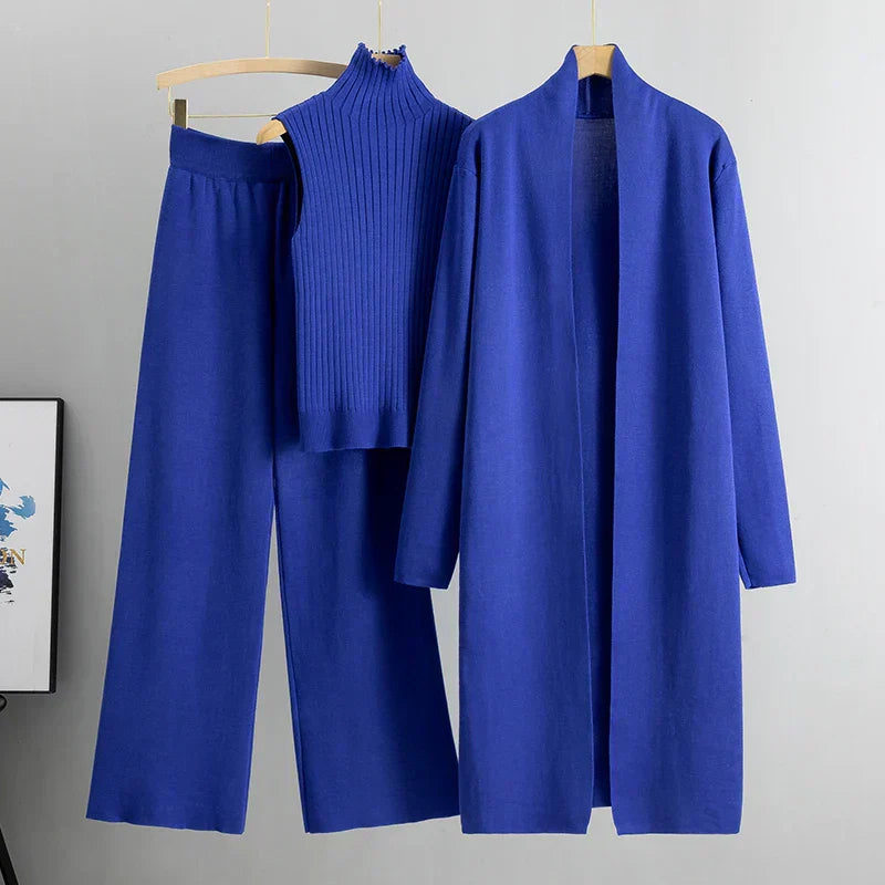 Ladies' 3-Piece Suit - Long Cardigan and Pants