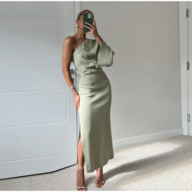 Elegant Green Party Dress for Ladies - ModishWorld