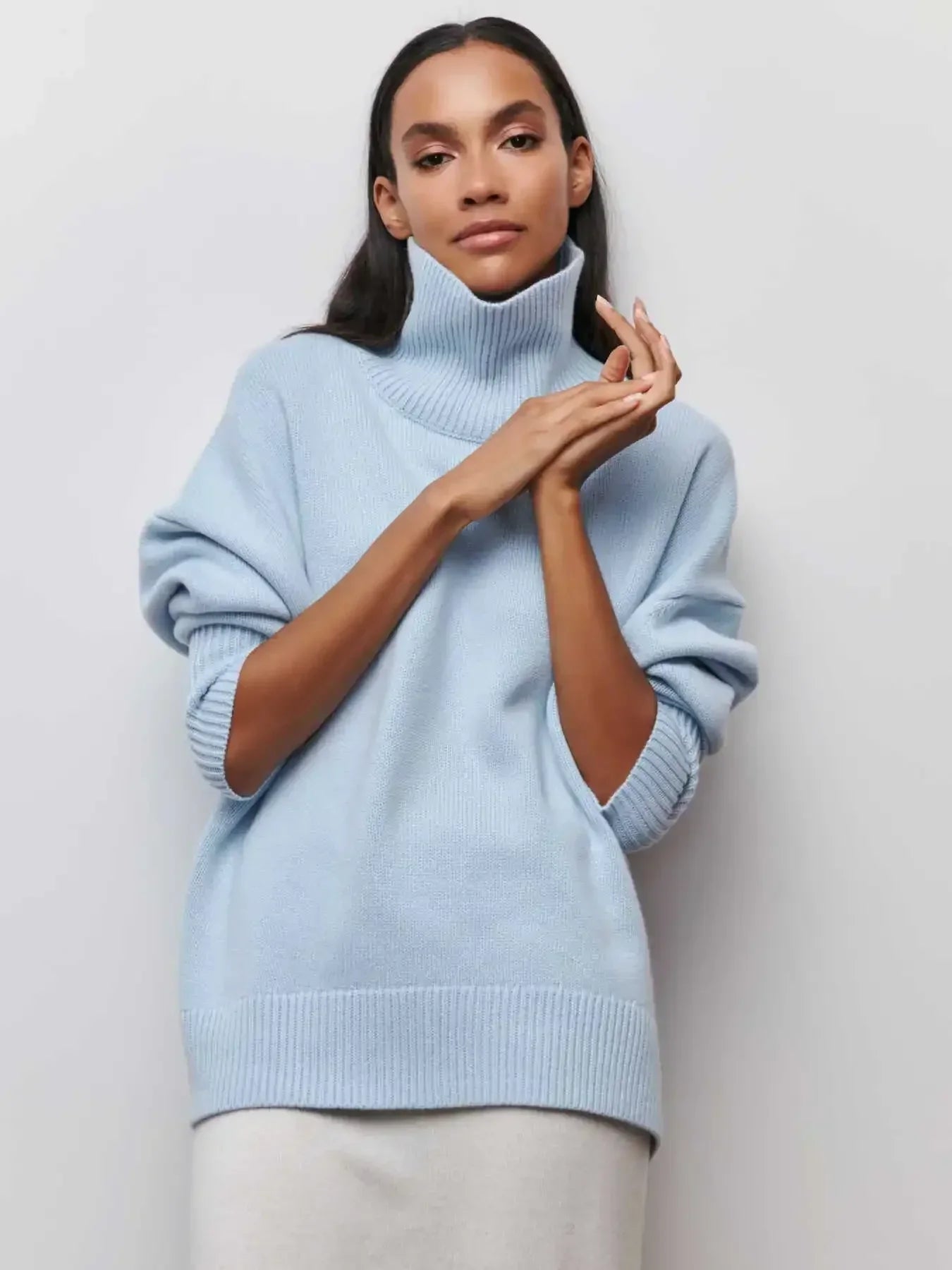 Large Crew Neck Wool Sweater for Ladies