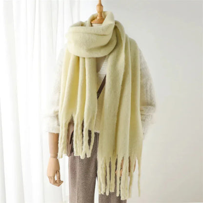 Plush Fringe Trimmed Wool Scarf