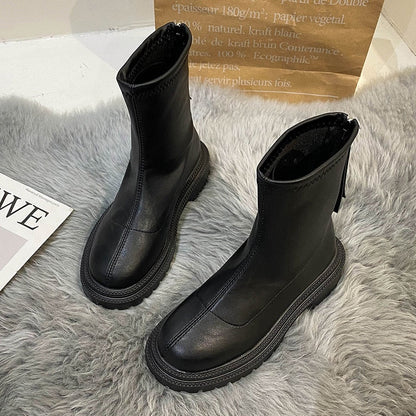 Women's Low Heel Boots - Comfortable Slip On Shoes