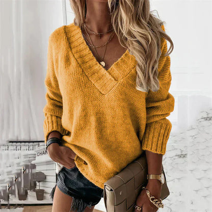 Comfortable Relaxed Fit V-Neck Sweater for Women