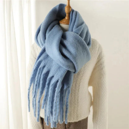Plush Fringe Trimmed Wool Scarf