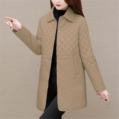 Ladies' Padded Coat - Detachable Hood with Button Closure