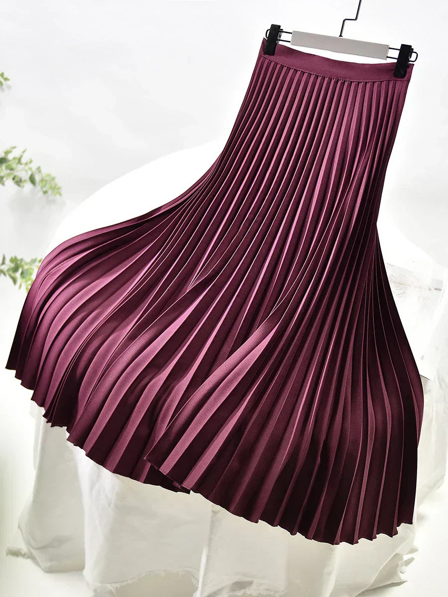 Flared Waist Midi Skirt for Women - Easy Fit