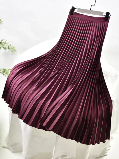 Flared Waist Midi Skirt for Women - Easy Fit