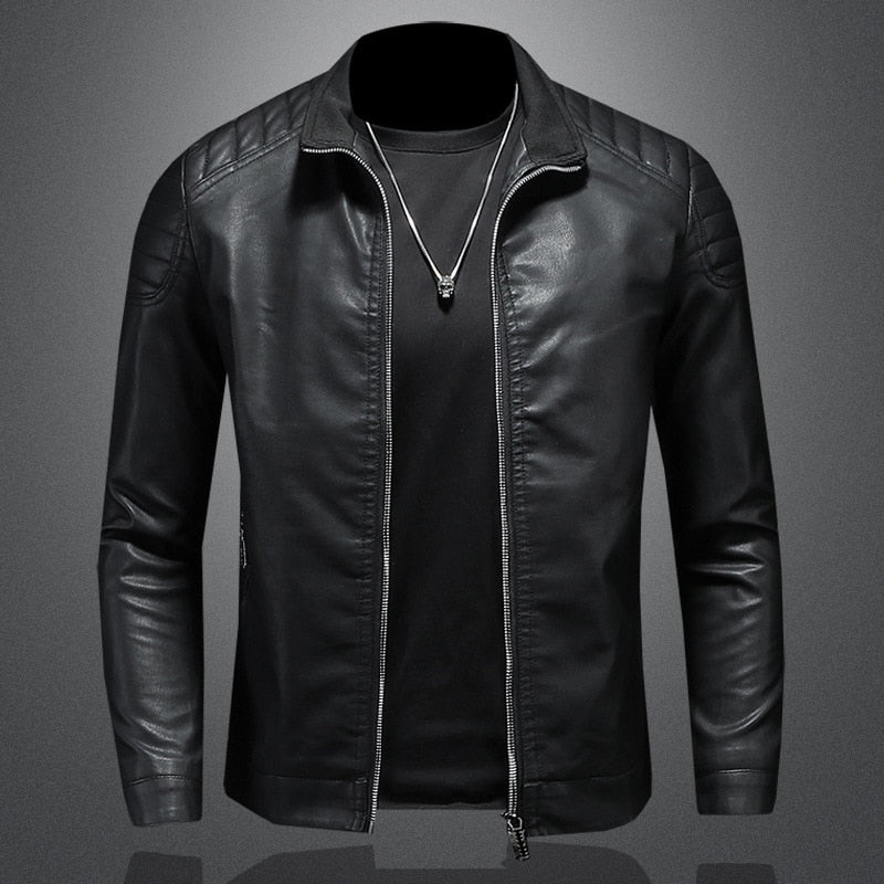 Men's Premium Leather Jacket - Slim Fit