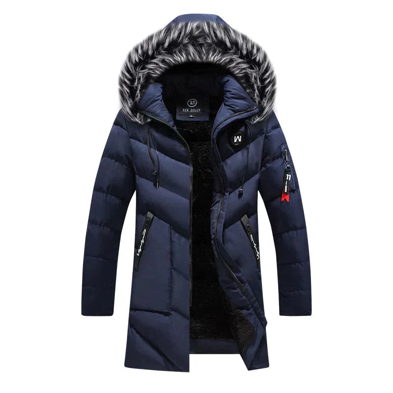 Warm Men's Parka Coat - Faux Fur Hooded Jacket