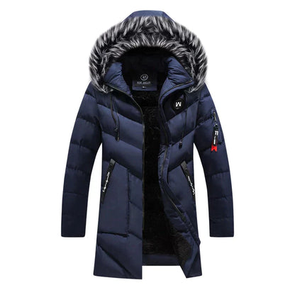 Warm Men's Parka Coat - Faux Fur Hooded Jacket