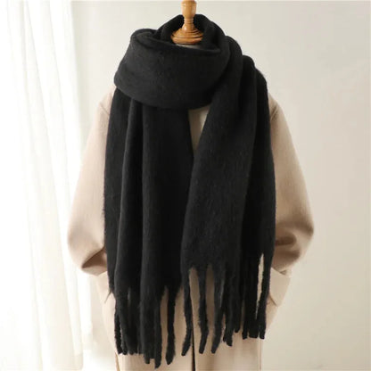 Plush Fringe Trimmed Wool Scarf