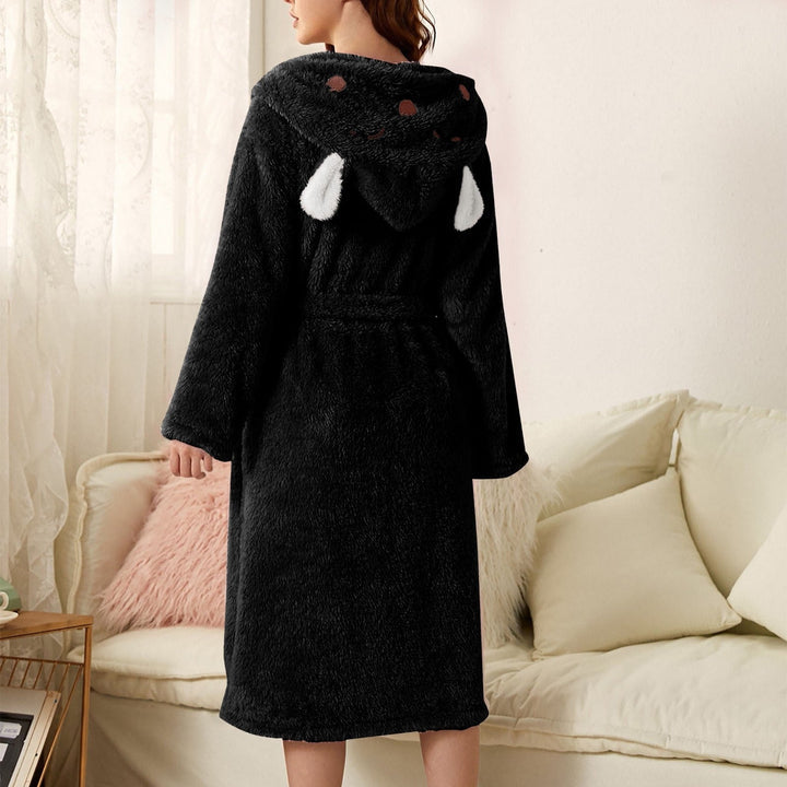 Cozy Hooded Ladies Robe with Tie Waist
