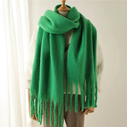 Plush Fringe Trimmed Wool Scarf