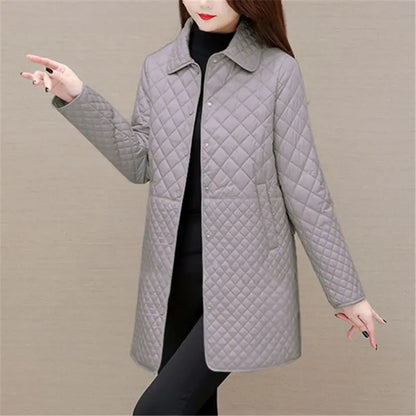 Ladies' Padded Coat - Detachable Hood with Button Closure
