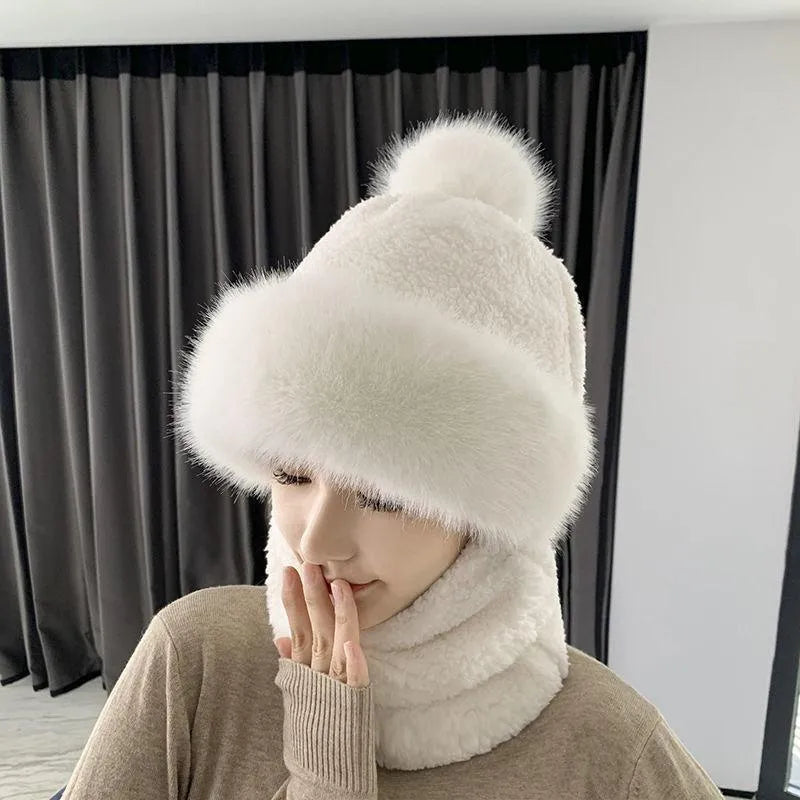 Warm Women's Knit Hat and Scarf Set