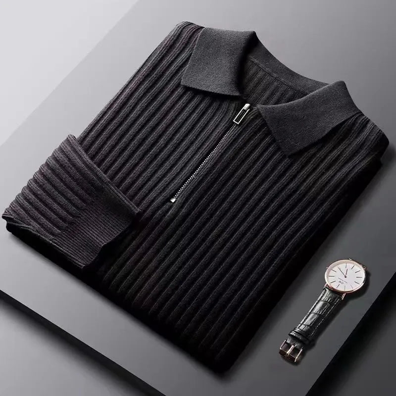 Classic Men's Zip Up Polo Sweater - ModishWorld