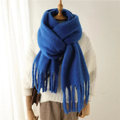 Plush Fringe Trimmed Wool Scarf