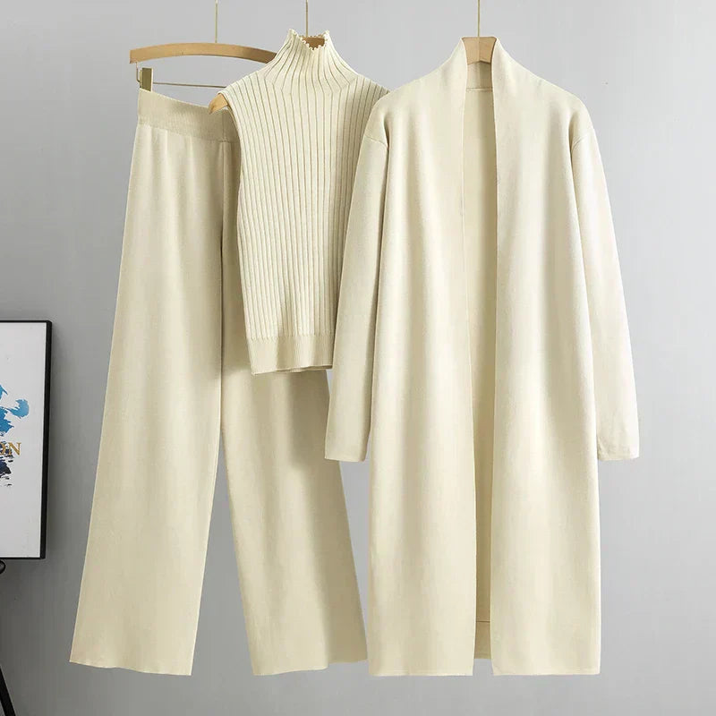 Ladies' 3-Piece Suit - Long Cardigan and Pants