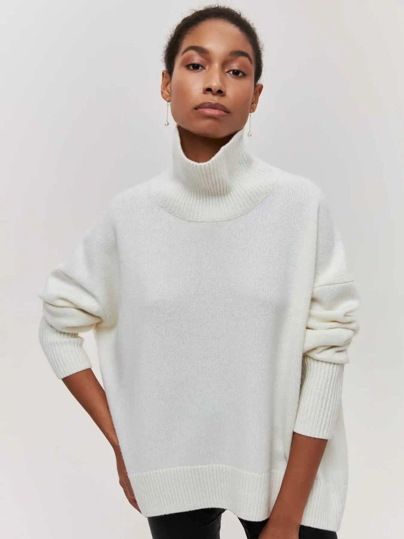 Large Crew Neck Wool Sweater for Ladies - ModishWorld