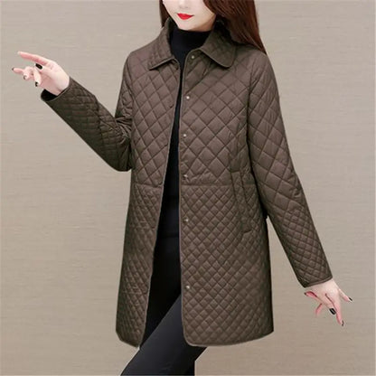 Ladies' Padded Coat - Detachable Hood with Button Closure