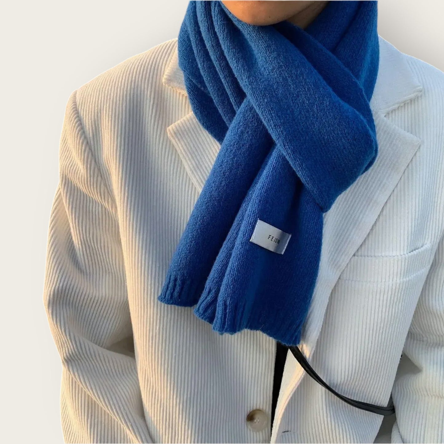 Soft Unisex Scarf with Textured Ribbed Trim