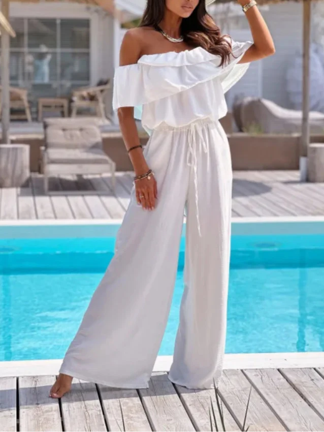 Fashionable Ruffled Waist Jumpsuit for Ladies