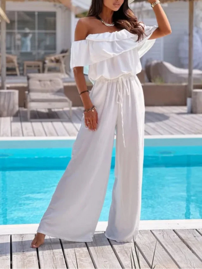 Fashionable Ruffled Waist Jumpsuit for Ladies