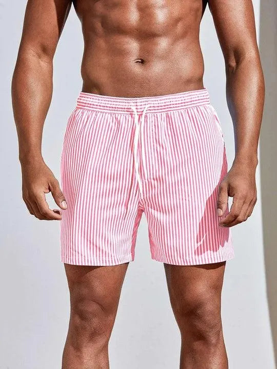Moisture Wicking Mens Stripe Beach Shorts