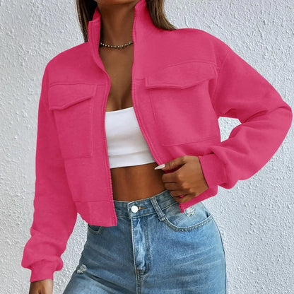 Chic Women's Cropped Zip Front Top