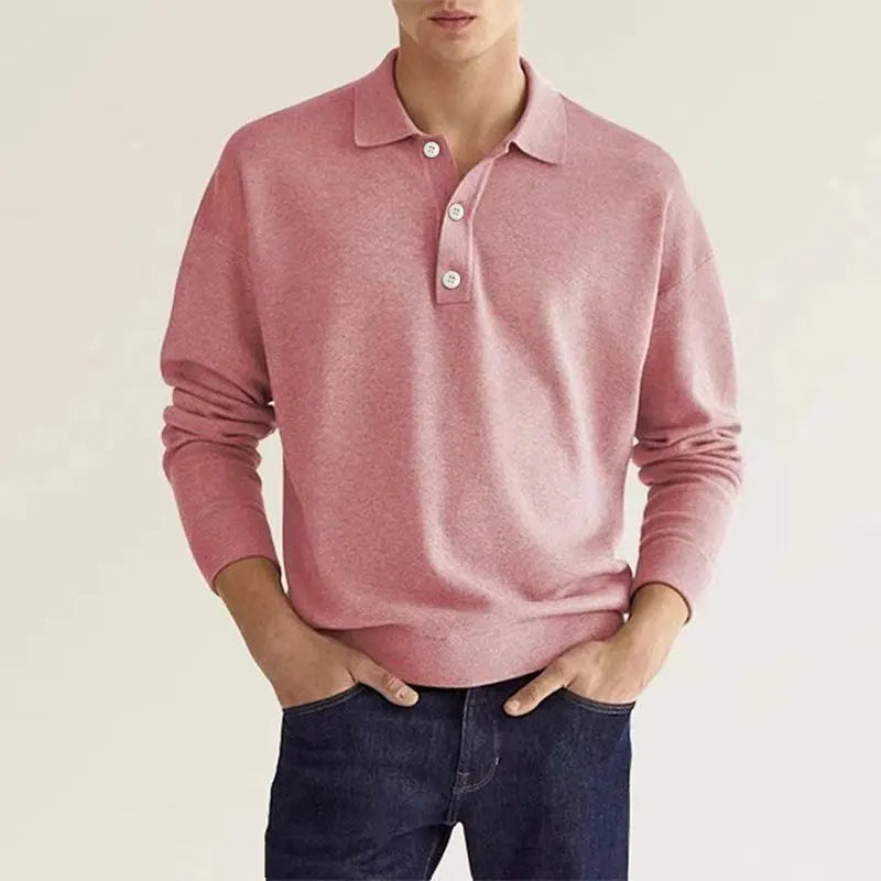 Stylish Casual Mens Long Sleeve Polo Shirt