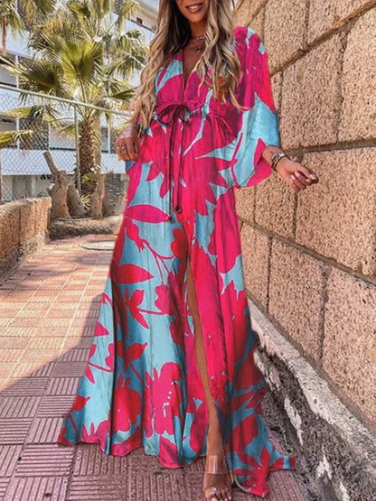 Vibrant Floral Long Maxi Dress for Women
