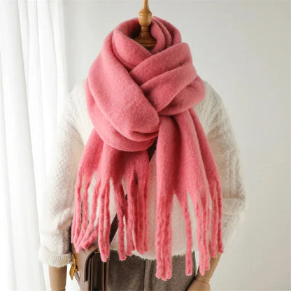 Plush Fringe Trimmed Wool Scarf