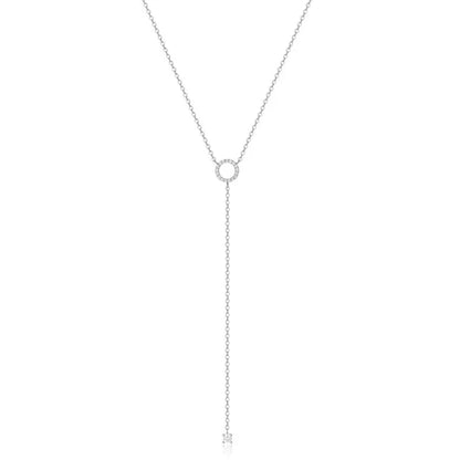 Elegant 925 Sterling Silver Zircon Double Circle Pendant Necklace with Long O-Chain Choker, perfect for Spring Weddings 2024
 - ModishWorld