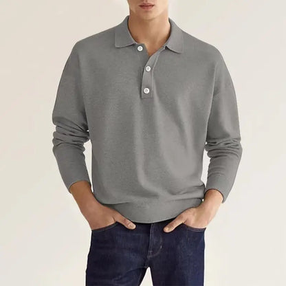 Stylish Casual Mens Long Sleeve Polo Shirt