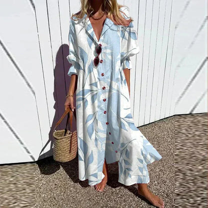 Elegant V-Neck Maxi Dress - Loose Fit Summer Dress