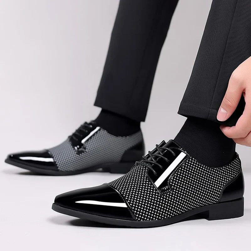 Men's Smart Dress Shoes - Polished Leather Cap Toe