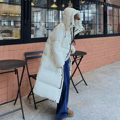 Warm Women's Down Maxi Parka Coat with Removable Hood