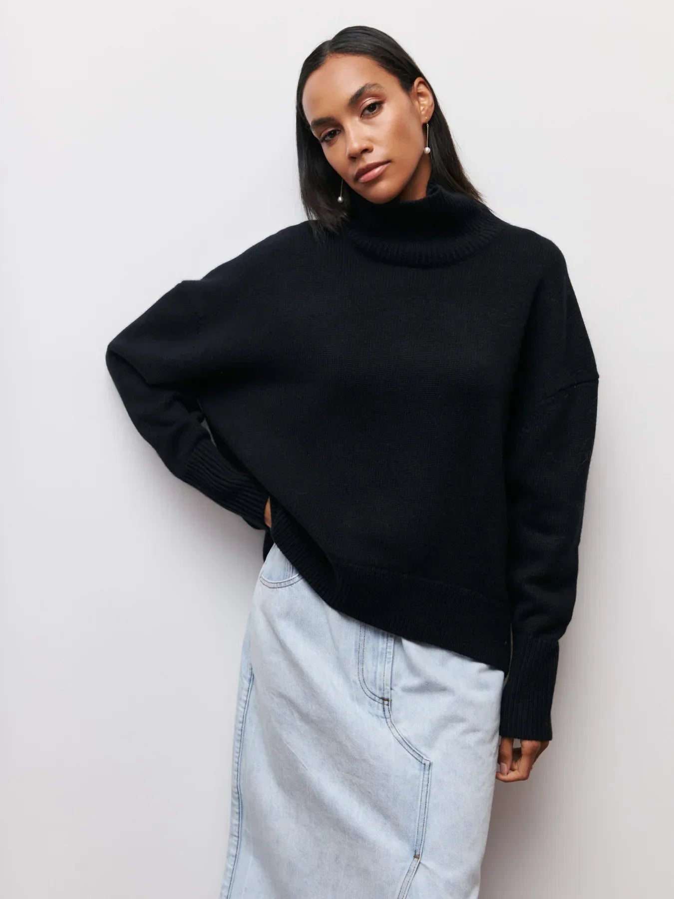 Large Crew Neck Wool Sweater for Ladies