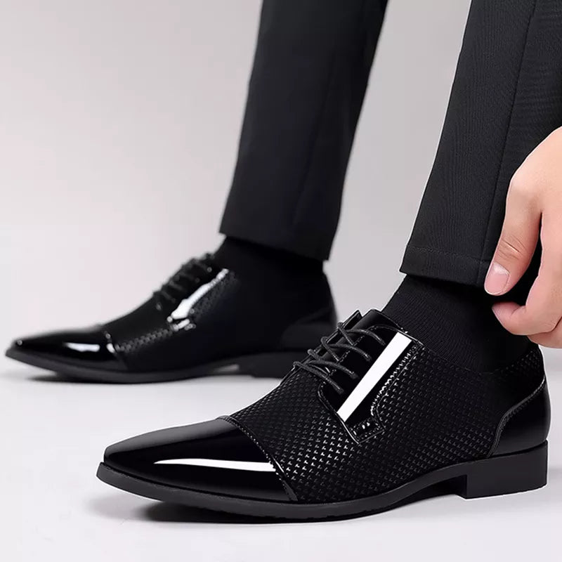 Men's Smart Dress Shoes - Polished Leather Cap Toe - ModishWorld