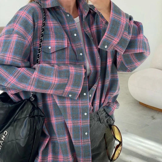 Warm Checked Ladies Flannel Shirt - ModishWorld