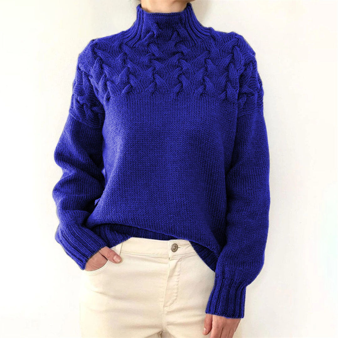 Women's Sweater - Crew Neck with Cable Knit Pattern