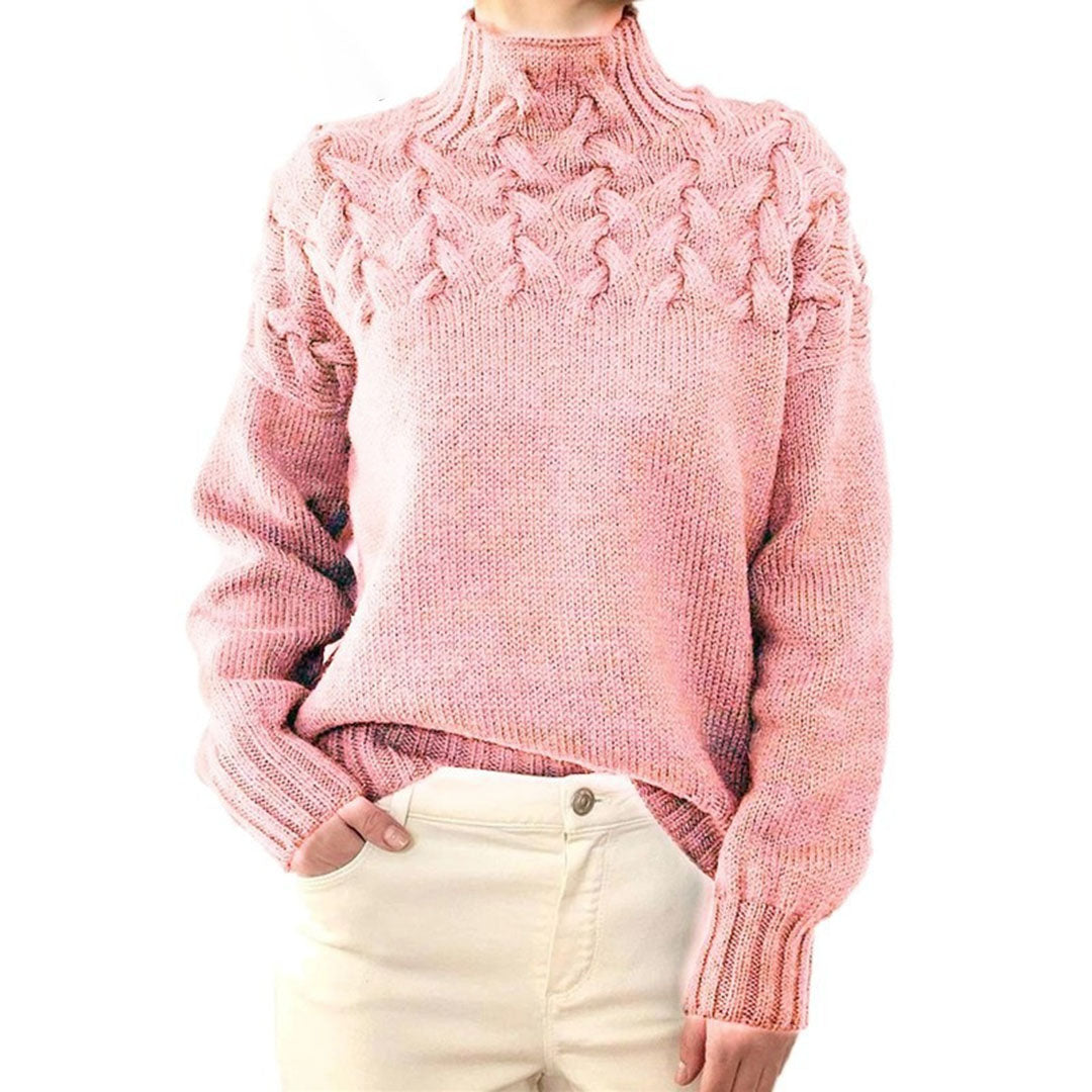 Women's Sweater - Crew Neck with Cable Knit Pattern