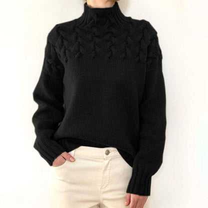 Women's Sweater - Crew Neck with Cable Knit Pattern