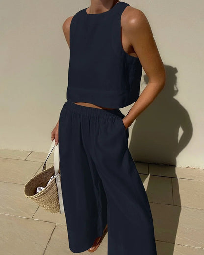Simple Cotton Two-Piece Outfit for Women
