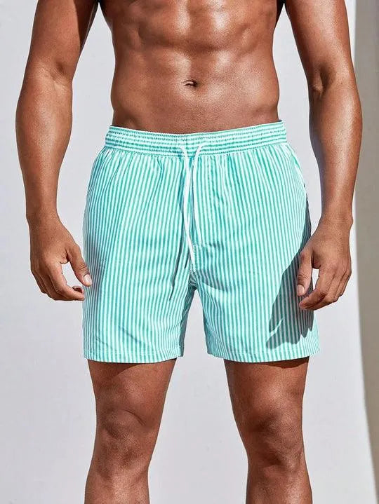 Moisture Wicking Mens Stripe Beach Shorts