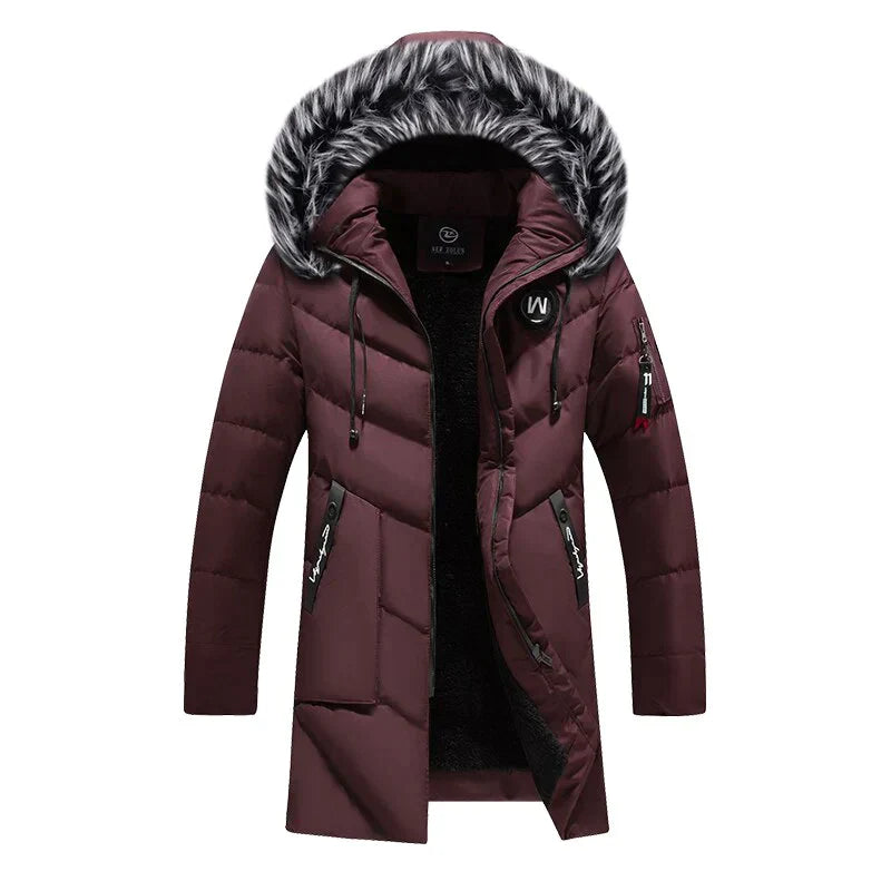 Warm Men's Parka Coat - Faux Fur Hooded Jacket - ModishWorld