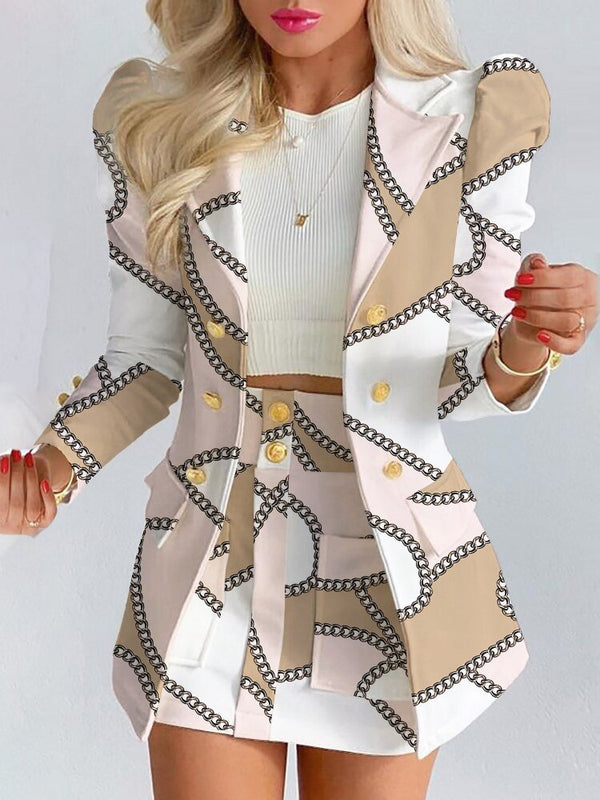 Stylish Women's Blazer and Skirt Suit Set