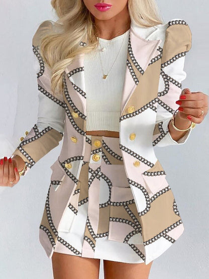 Stylish Women's Blazer and Skirt Suit Set