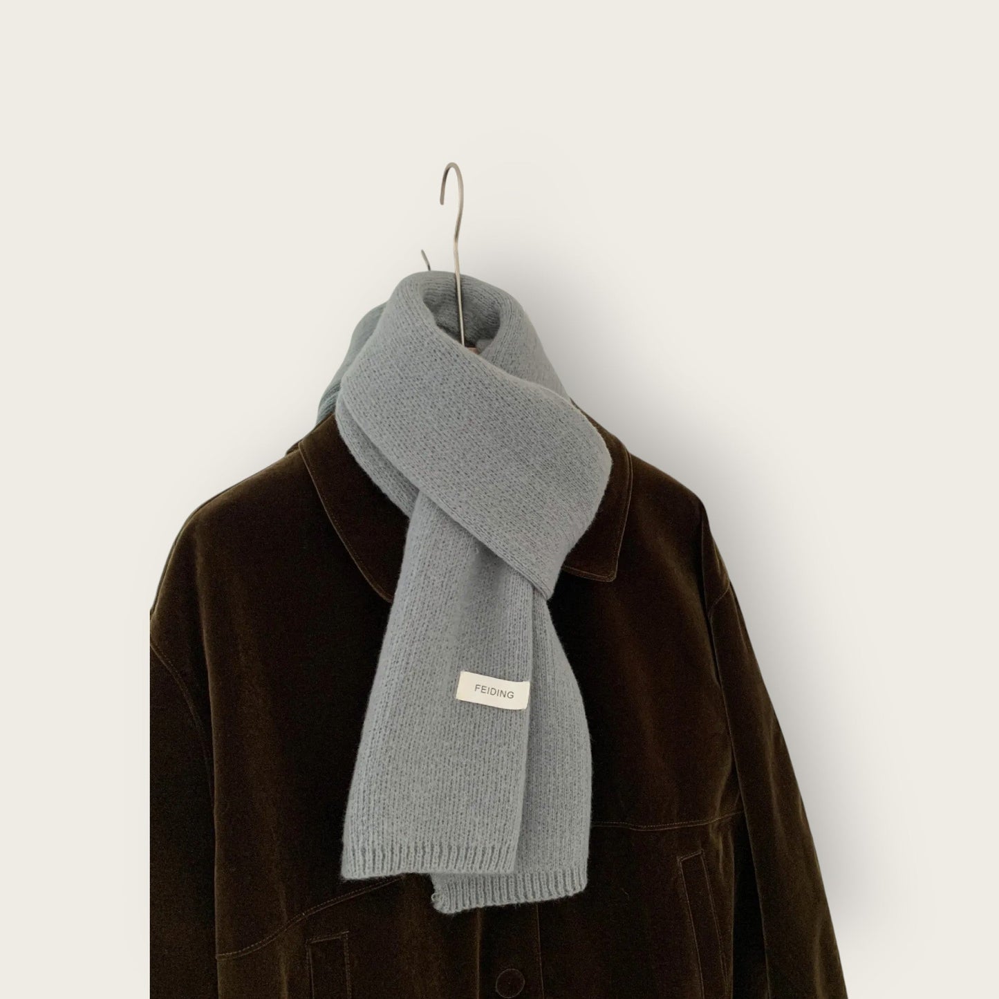 Soft Unisex Scarf with Textured Ribbed Trim